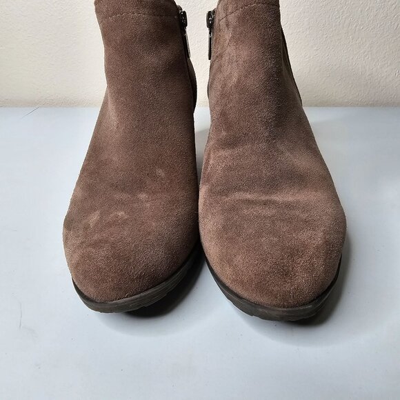 Blondo 9.5 Brown Valli 2 Suede Leather Ankle Booties Waterproof Low Heel Boots - Picture 3 of 10